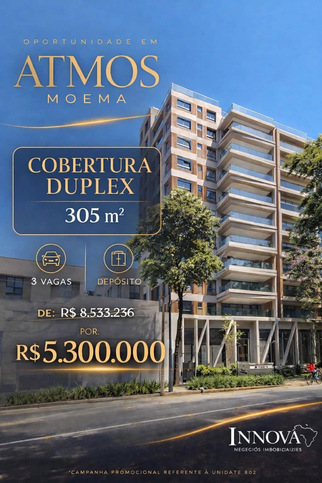 Cobertura em Moema Duplex 305m2 5.300.000,00
